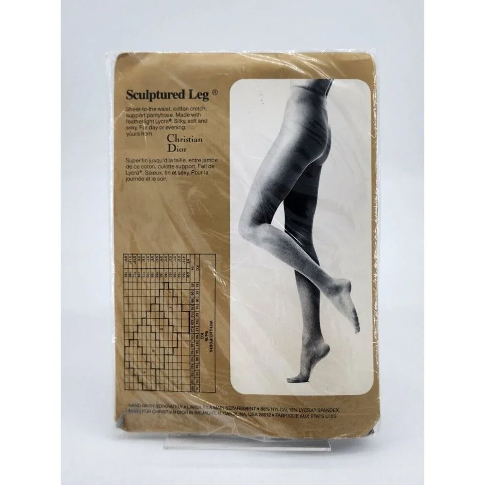 Christian Dior The Sculpted Leg Support Pantyhose Style 4494 Graphite‎ Gray Sz 1